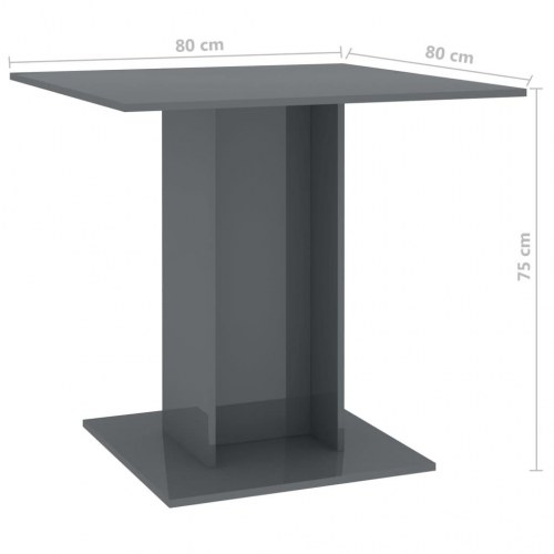 Spisebord 80 x 80 x 75 cm spånplade grå højglans