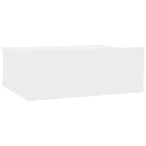 Svævende natbord 40 x 30 x 15 cm spånplade hvid højglans