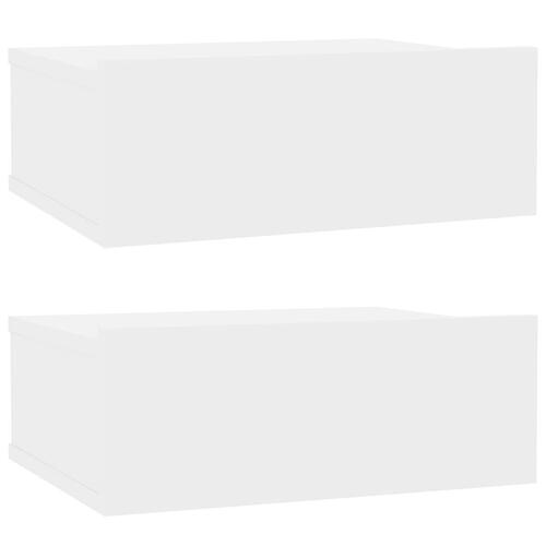 Svævende natborde 2 stk. 40 x 30 x 15 cm spånplade hvid højglans
