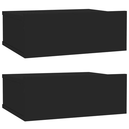 Svævende natborde 2 stk. 40 x 30 x 15 cm konstrueret træ sort