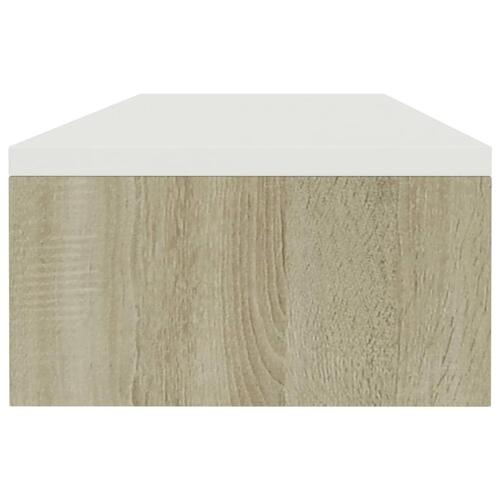 Skærmstander 100 x 24 x 13 cm spånplade hvid og sonoma-eg