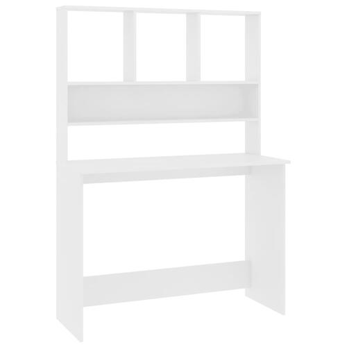 Skrivebord m. hylder 110x45x157 cm konstrueret træ hvid