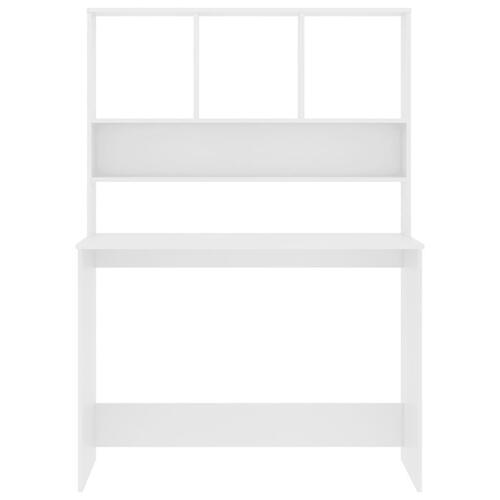 Skrivebord m. hylder 110x45x157 cm konstrueret træ hvid
