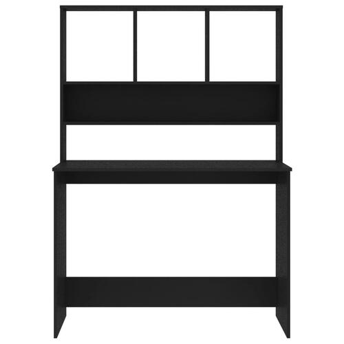Skrivebord m. hylder 110x45x157 cm konstrueret træ sort