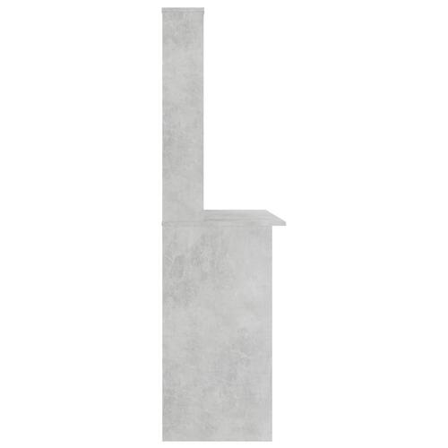 Skrivebord m. hylder 110x45x157 cm konstrueret træ betongrå