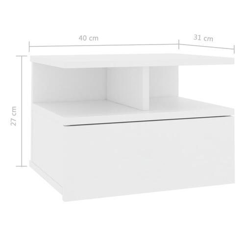 Svævende natborde 2 stk. 40 x 31 x 27 cm spånplade hvid