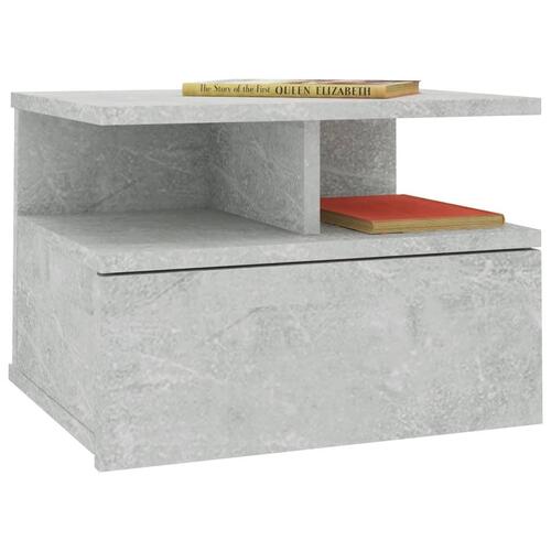 Svævende natbord 40 x 31 x 27 cm spånplade betongrå