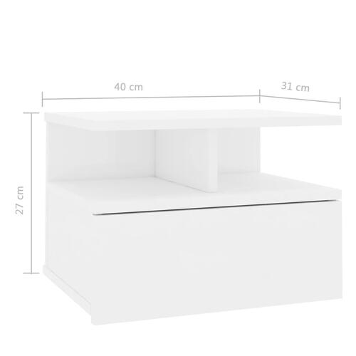 Svævende natbord 40 x 31 x 27 cm spånplade hvid højglans