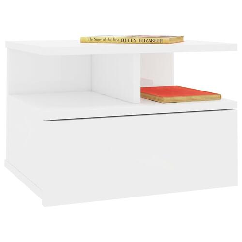 Svævende natborde 2 stk. 40x31x27 cm spånplade hvid højglans