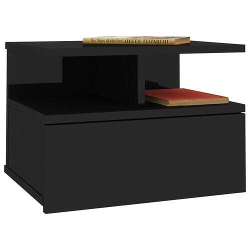 Svævende natborde 2 stk. 40x31x27 cm spånplade sort højglans