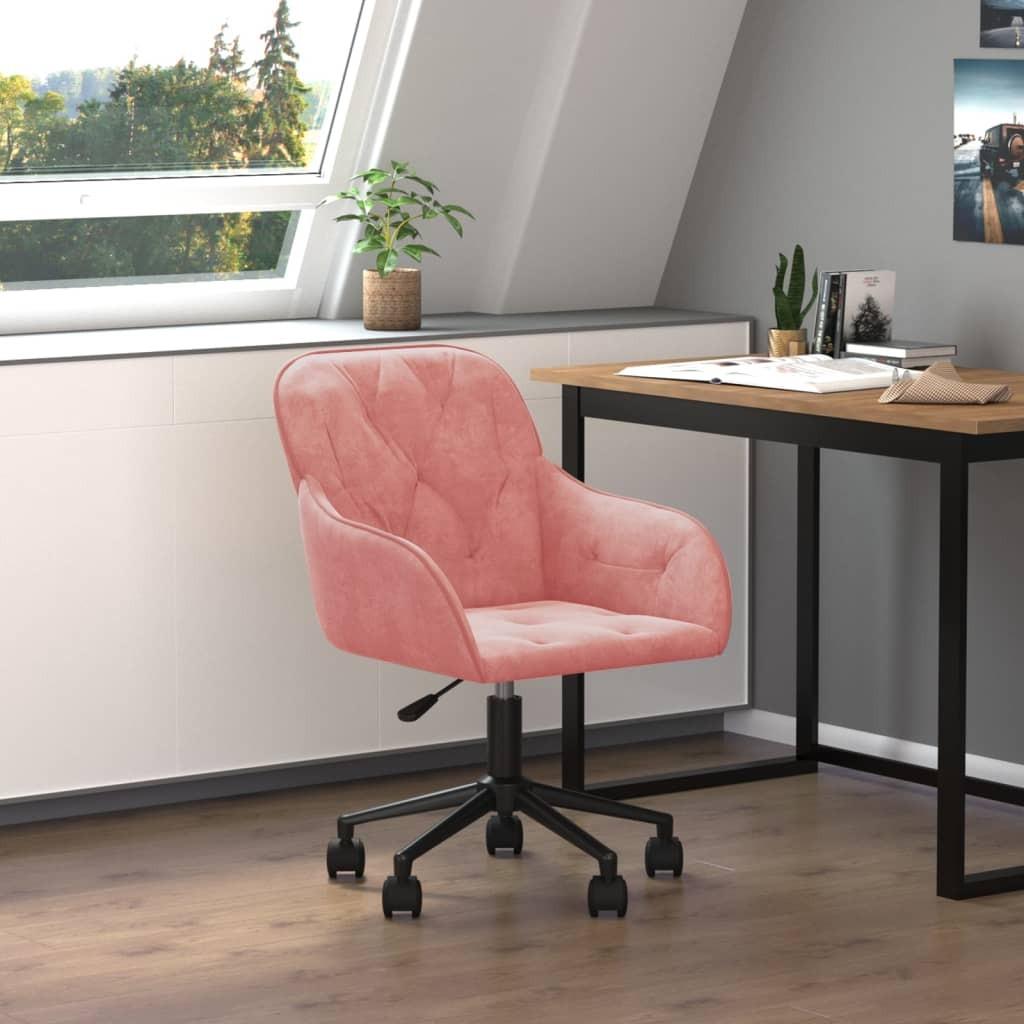 Drejelig kontorstol fløjl lyserød