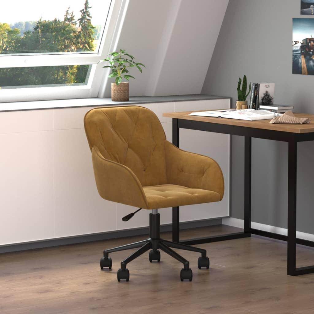 Drejelig kontorstol fløjl brun