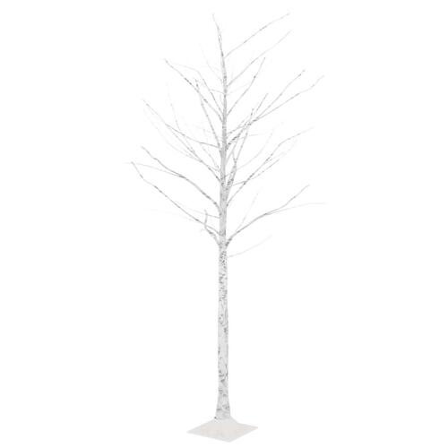 LED-birketræ 220 cm 128 LED'er varmt hvidt lys hvid