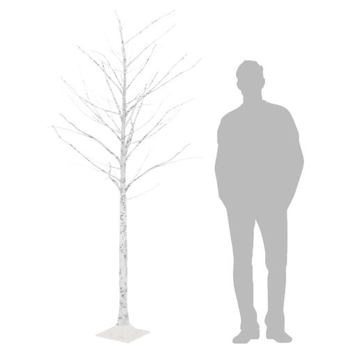 LED-birketræ 220 cm 128 LED'er varmt hvidt lys hvid