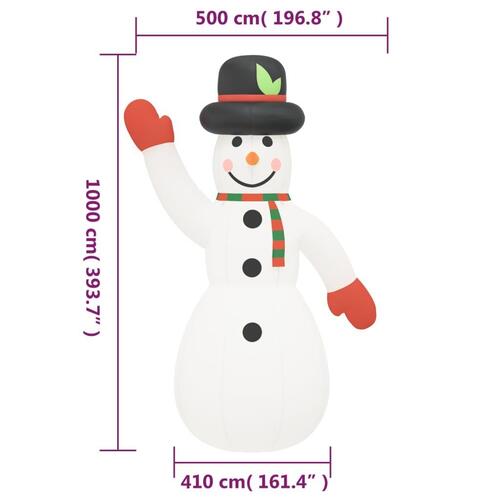 Oppustelig snemand med LED'er 1000 cm