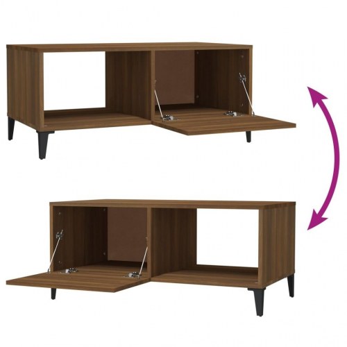 Sofabord 90x50x40 cm konstrueret træ brun egetræsfarve