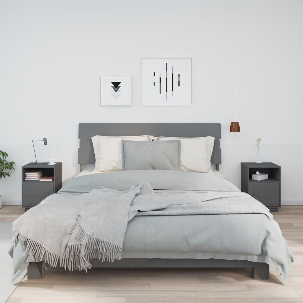 vidaXL sengeborde 2 stk. 40x34x55 cm massivt fyrretræ grå