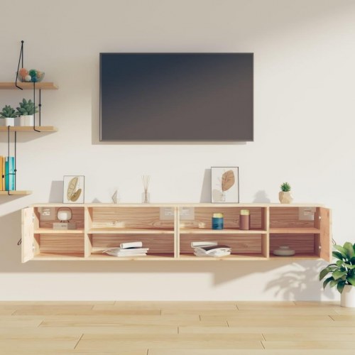 Vægskabe 2 stk. 80x30x30 cm massivt fyrretræ