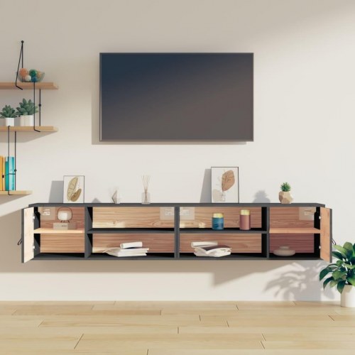 Vægskabe 2 stk. 80×30×30 cm - massivt fyrretræ, grå