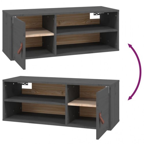 Vægskabe 2 stk. 80×30×30 cm - massivt fyrretræ, grå