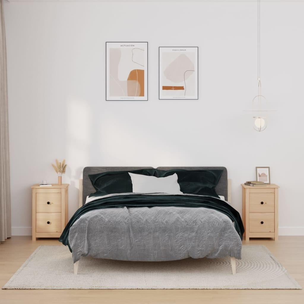 Sengeborde 2 stk. 40x35x61,5 cm massivt fyrretræ