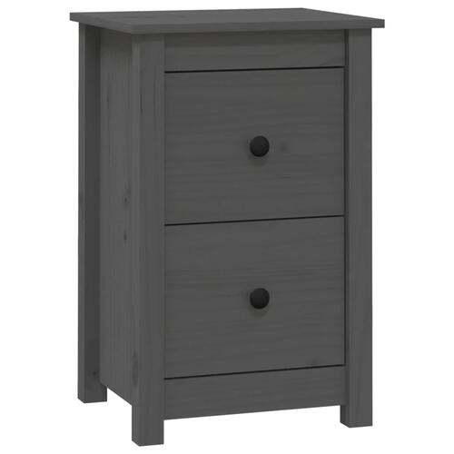 Sengebord 40x35x61,5 cm massivt fyrretræ grå