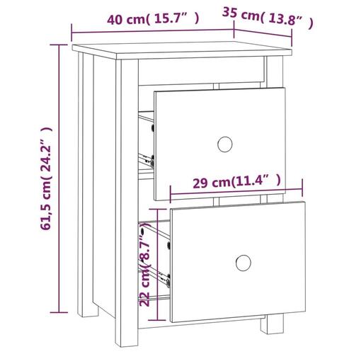 Sengeborde 2 stk. 40x35x61,5 cm massivt fyrretræ grå