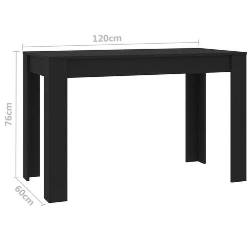 Spisebord 120x60x76 cm konstrueret træ sort