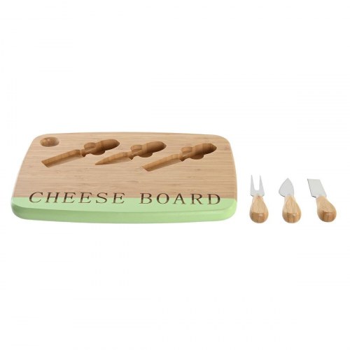 Ostebræt i bambus med osteknive - 33,5 × 24 × 2 cm (sæt med 3)