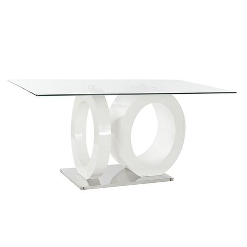 Spisebord - krystal/glaslook, hvid MDF, 160 × 90 cm