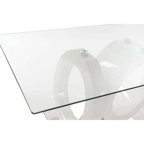 Spisebord - krystal/glaslook, hvid MDF, 160 × 90 cm