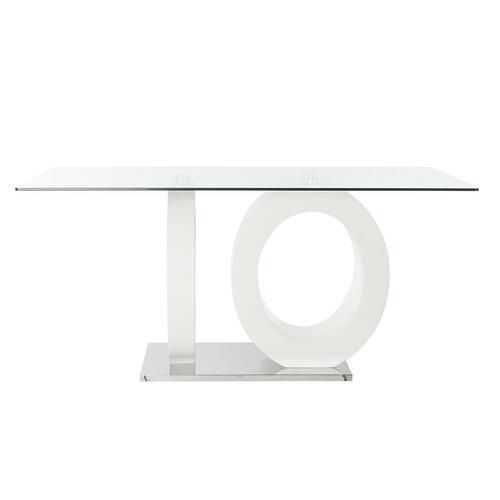Spisebord - krystal/glaslook, hvid MDF, 160 × 90 cm