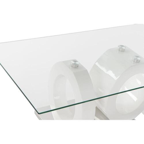 Sofabord Hvid Gennemsigtig Træ Krystal Træ MDF 110 x 60 x 45 cm