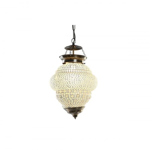 Loftslampe - hvid metal/krystal, E14, 25 W, 23 × 23 × 33 cm
