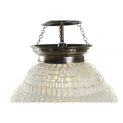 Loftslampe - hvid metal/krystal, E14, 25 W, 23 × 23 × 33 cm