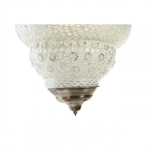 Loftslampe - hvid metal/krystal, E14, 25 W, 23 × 23 × 33 cm