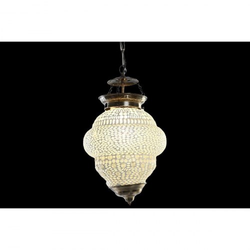 Loftslampe - hvid metal/krystal, E14, 25 W, 23 × 23 × 33 cm