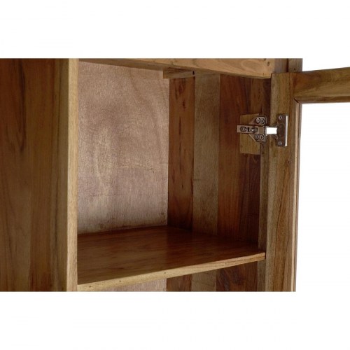 Vitrineskab i akacie og glas - 145 × 40 × 162 cm, brun/sort