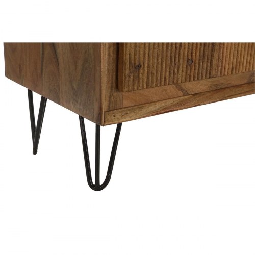 Vitrineskab i akacie og glas - 145 × 40 × 162 cm, brun/sort