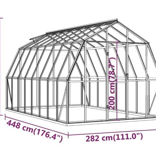 Drivhus med fundamentramme 12,63 m² aluminium antracitgrå