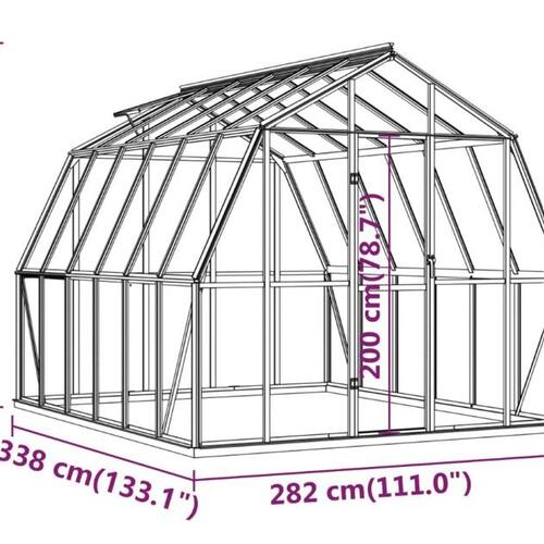 Drivhus med fundamentramme 9,53 m² aluminium antracitgrå
