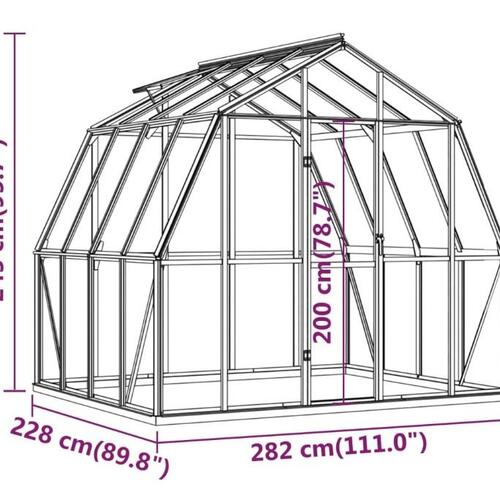 Drivhus med fundamentramme 6,43 m² aluminium antracitgrå