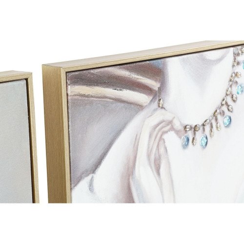 Lærredsmaleri i fyrretræ, 102 × 4,5 × 102 cm - blå/hvid, håndmalet
