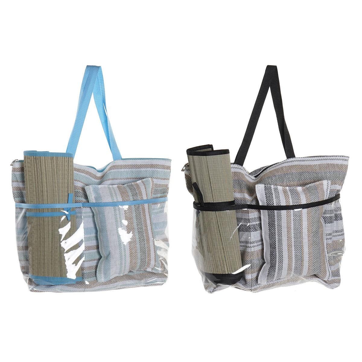 Strandtaske 44 X 23 X 62 Cm Lærred Grå Blå Brun Grøn Pvc 2 Enheder