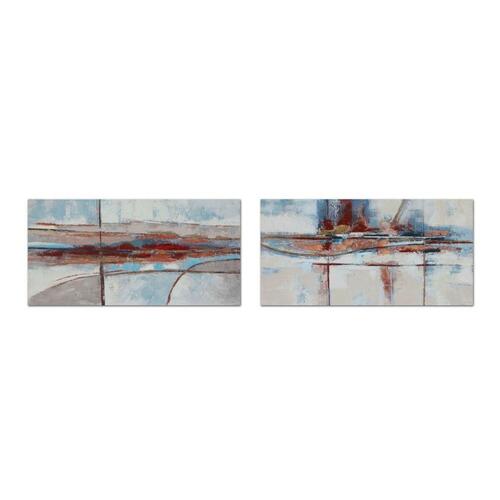 Maleri 140 x 2,8 x 70 cm Abstrakt Moderne (2 enheder)