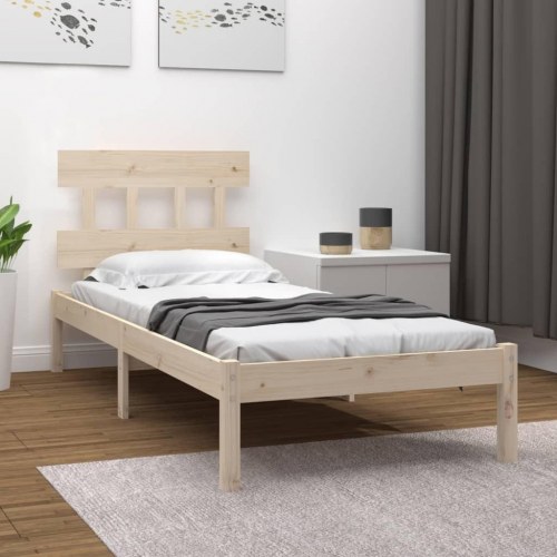Sengeramme 90 x 190 cm i massivt fyrretræ - enkeltseng med sengegærde