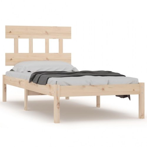Sengeramme 90 x 190 cm i massivt fyrretræ - enkeltseng med sengegærde