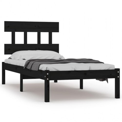 Sengeramme 100x200 cm massivt træ sort