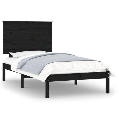 Sengeramme 90x200 cm massivt fyrretræ sort