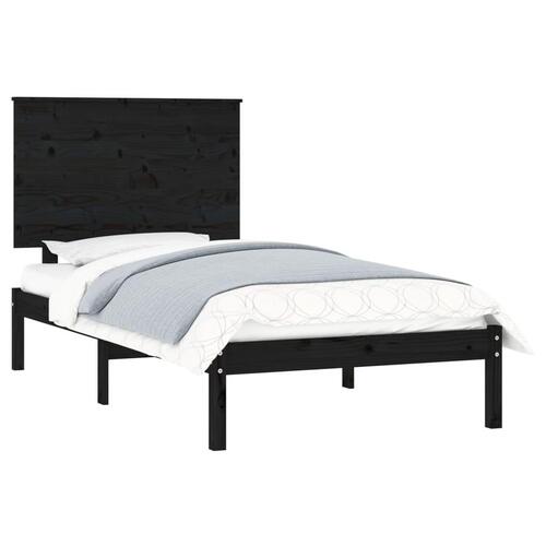 Sengeramme 90x200 cm massivt fyrretræ sort
